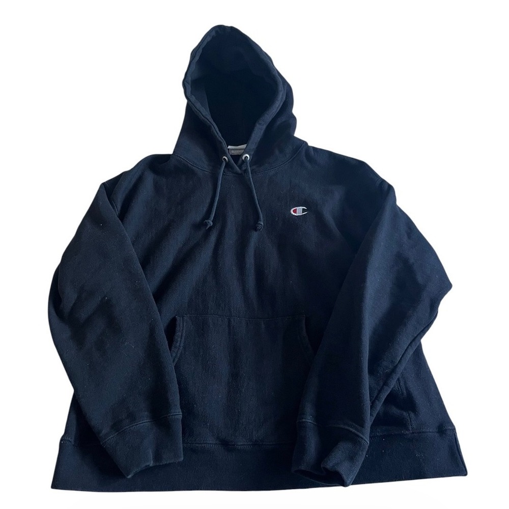 Vintage Champion Reverse Weave Black Pullover Hoodie Size XL Comfy